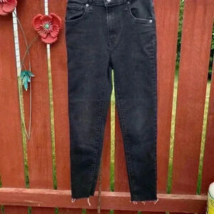 Levi’s Black Wash Mile High Super  Skinny Frayed Bottom Jeans